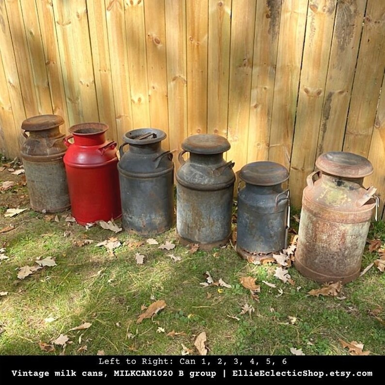 Old milk cans Fall front porch decor Large vintage metal Etsy