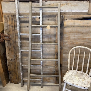 Rustic Wooden Ladder: Reclaimed Vintage Farmhouse Decor (5ft sizing and up)