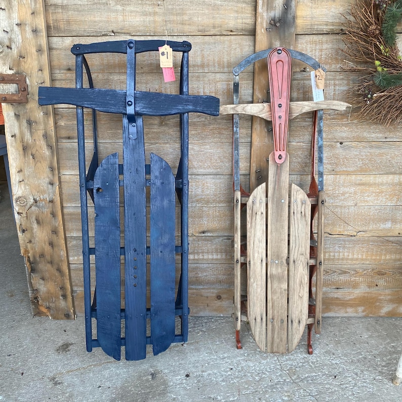 Winter Front Porch Decor Sled [your Choice] Blue Christmas Sleigh Home ...