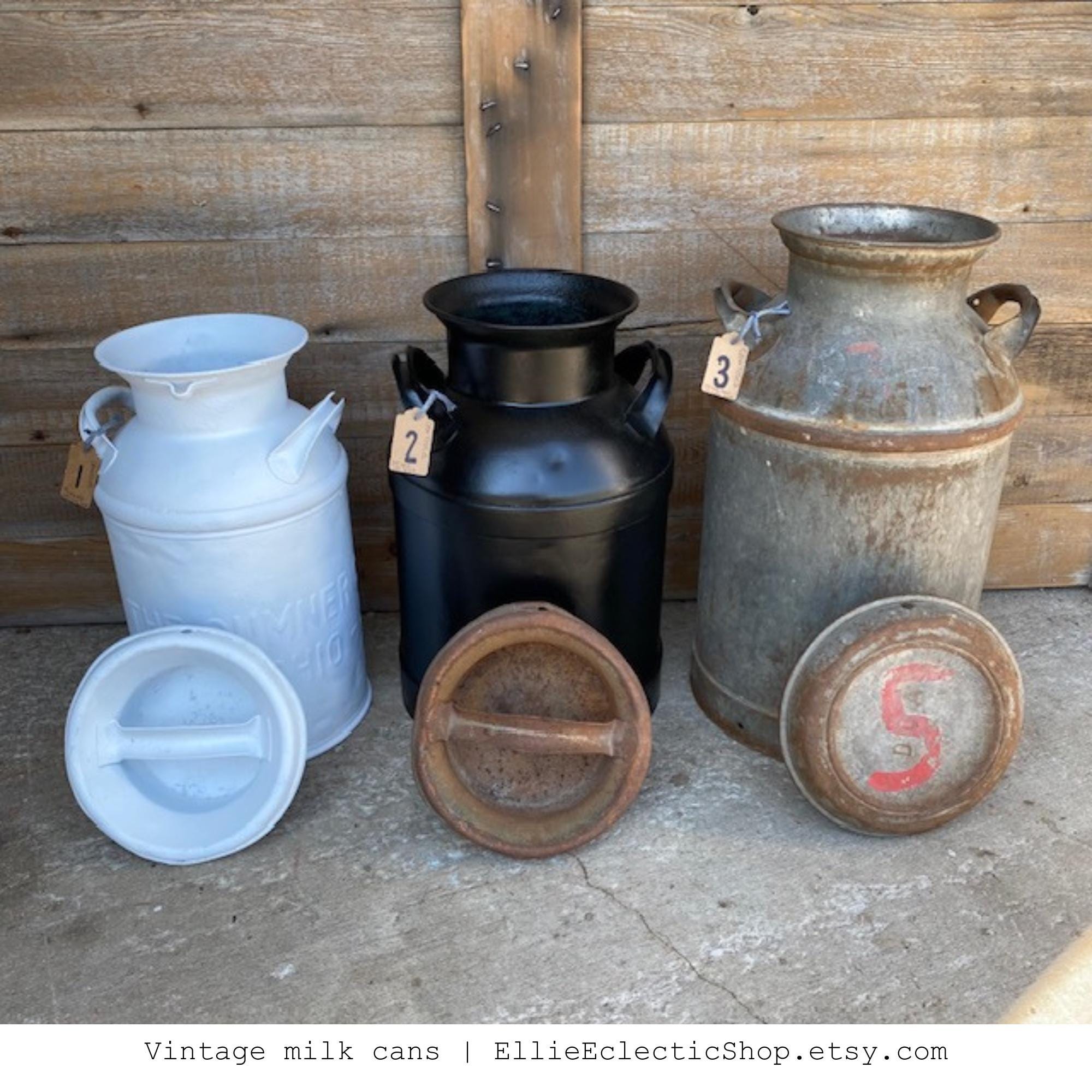 Vintage Milk Can With Lid: Rustic Farmhouse Decor - [your Choice