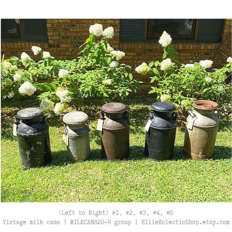 Old milk cans Fall front porch decor Large vintage metal Etsy