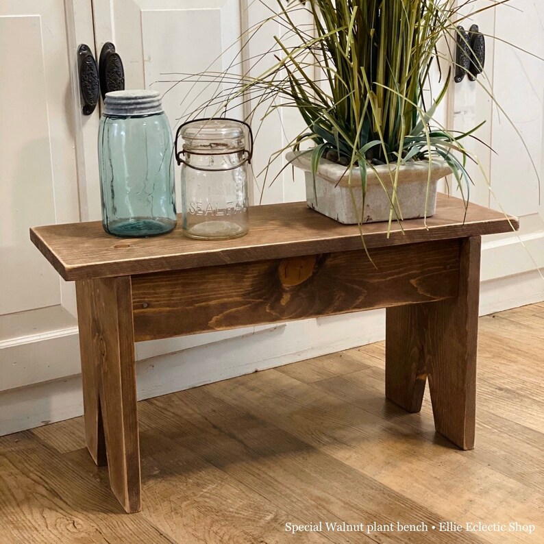 Rustic plant stand wood bench Farmhouse entryway bench Etsy