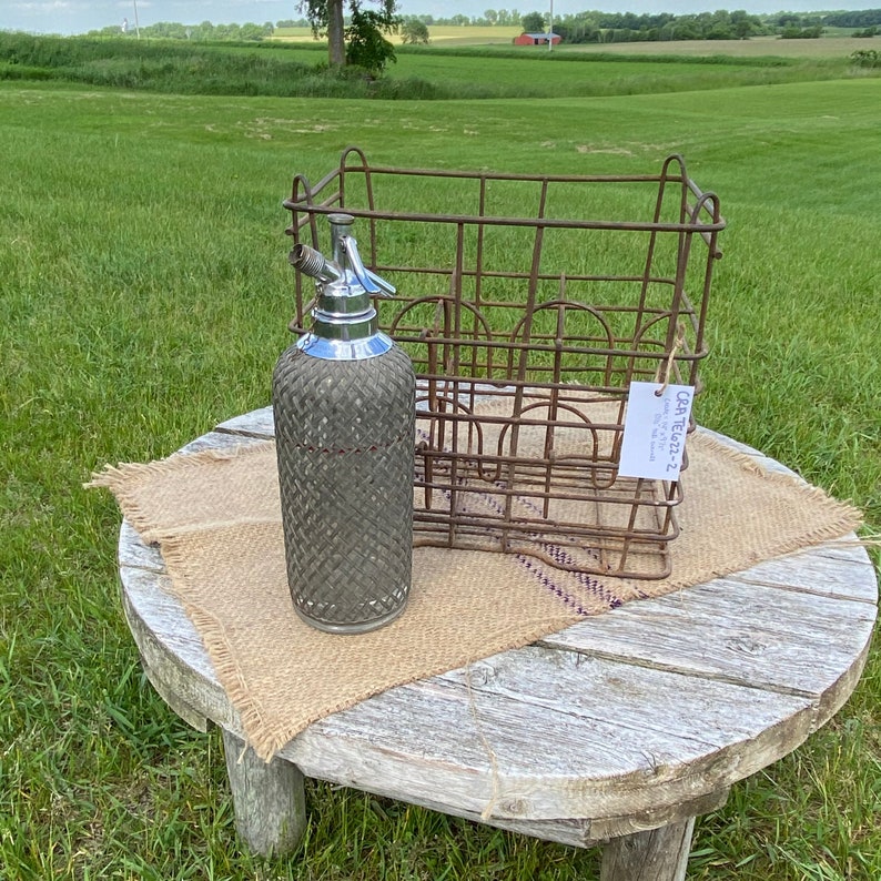 Vintage Seltzer Bottle and Metal Crate Antique Sparklets Etsy