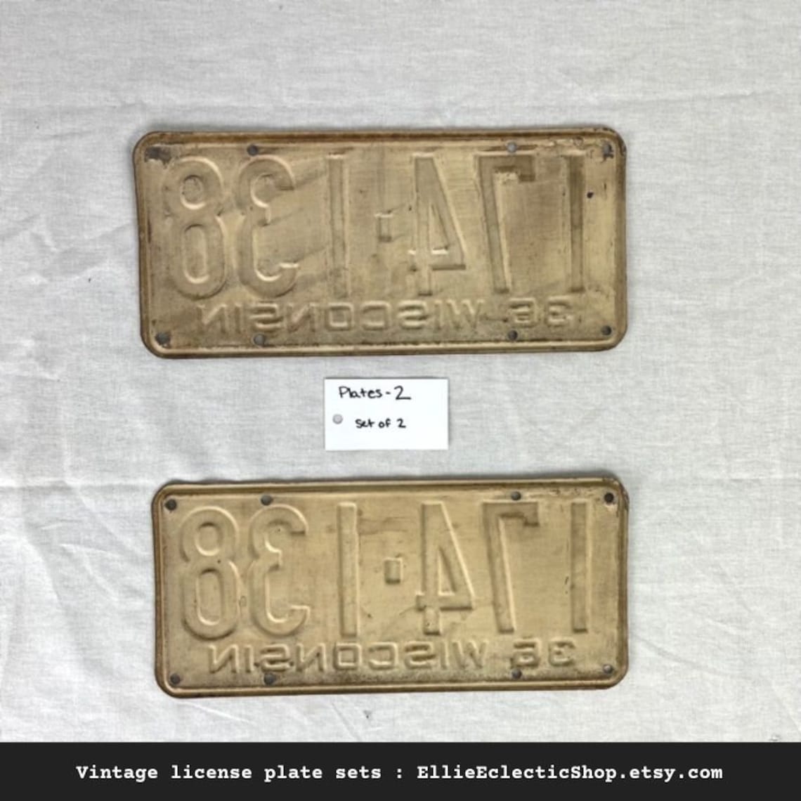 Vintage Metal License Plates Set Old Wisconsin Licence | Etsy