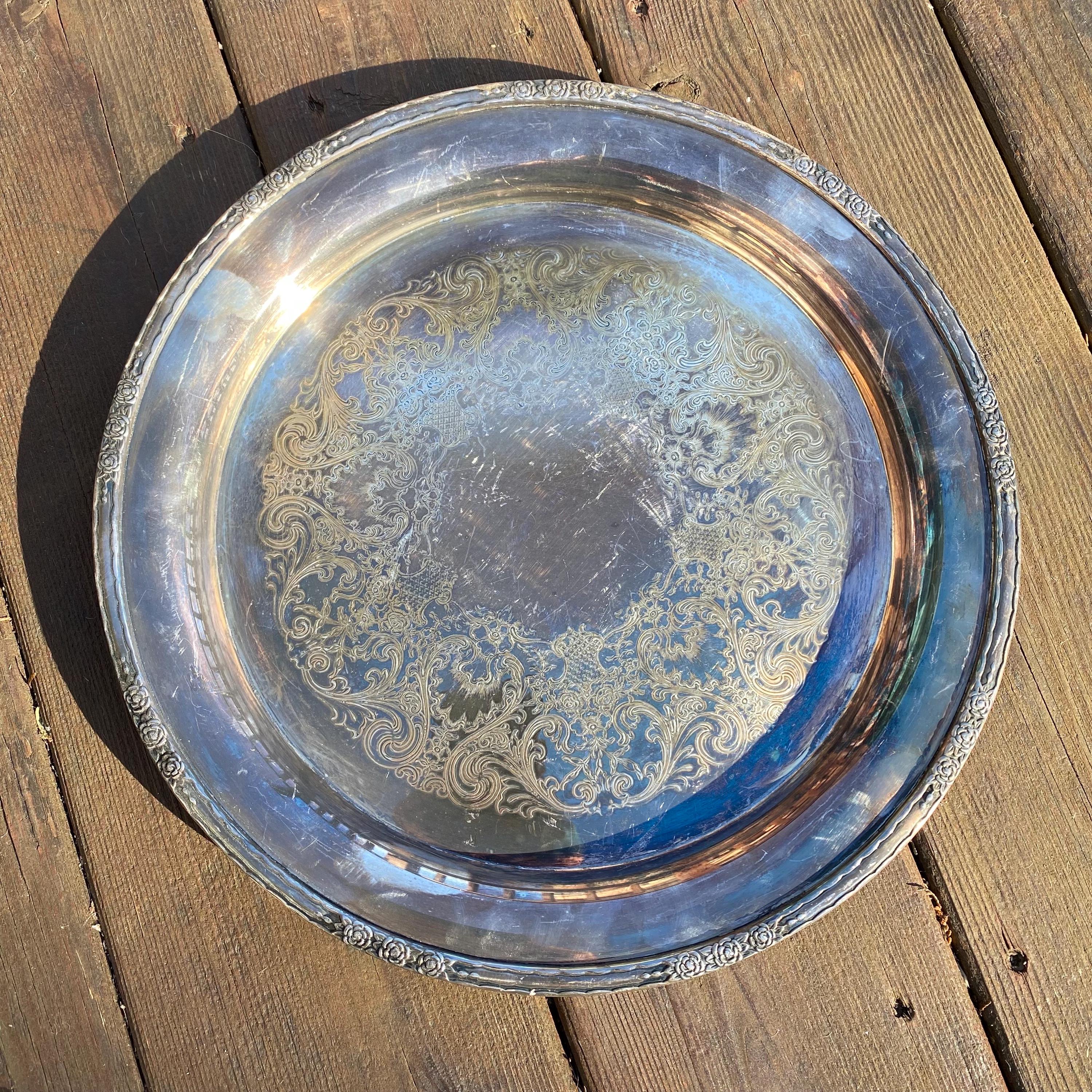 Vintage Silver Platter: Camille International Etched Tray - Etsy