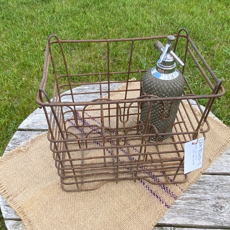 Vintage Seltzer Bottle and Metal Crate Antique Sparklets Etsy
