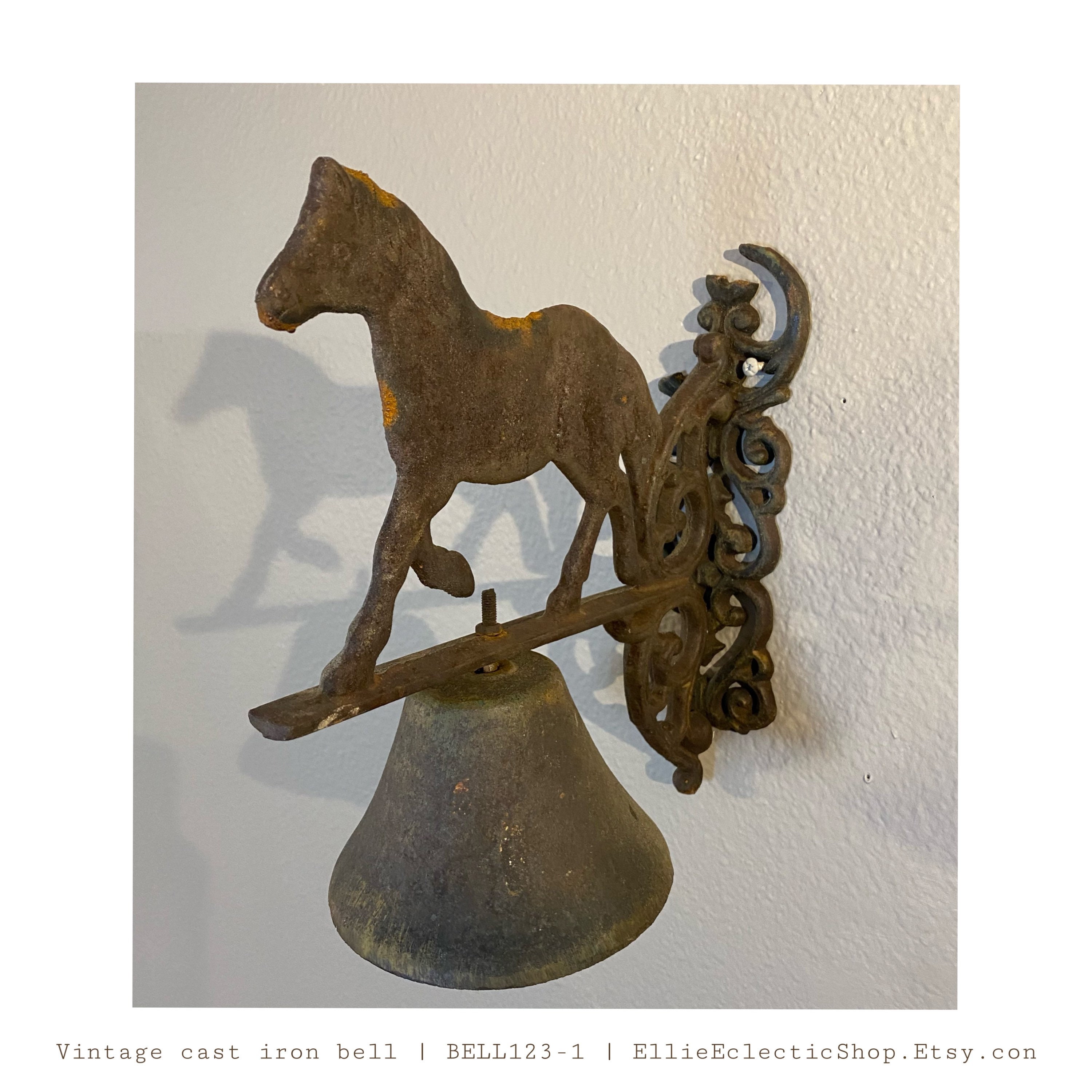 Vintage Cast Iron Horse Bell Wall Mounted Metal Dinner Bell Etsy