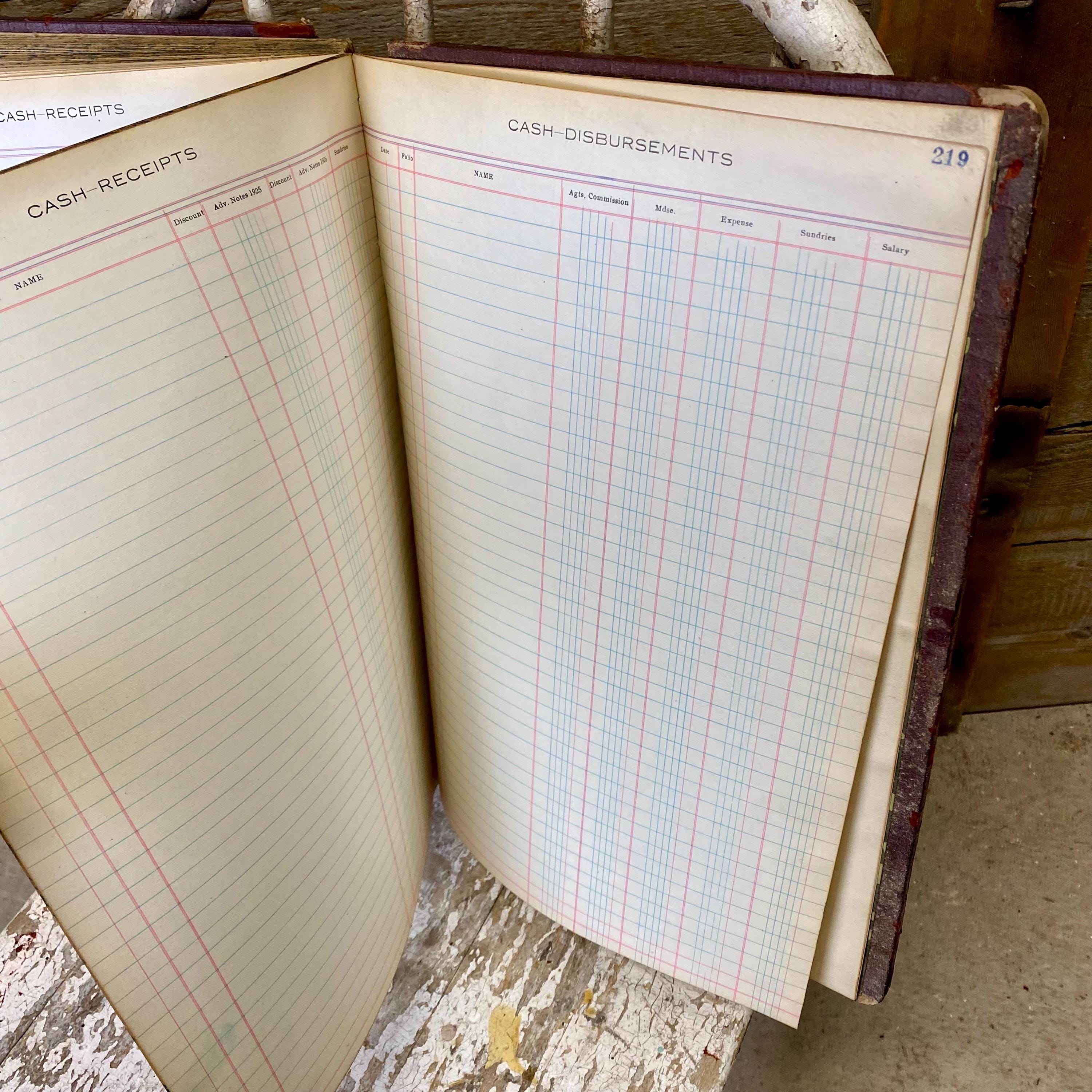 Antique Cash Ledger Books | Vintage Large Cash Log Accounting Books, Old Cash Logs Contacts and ...