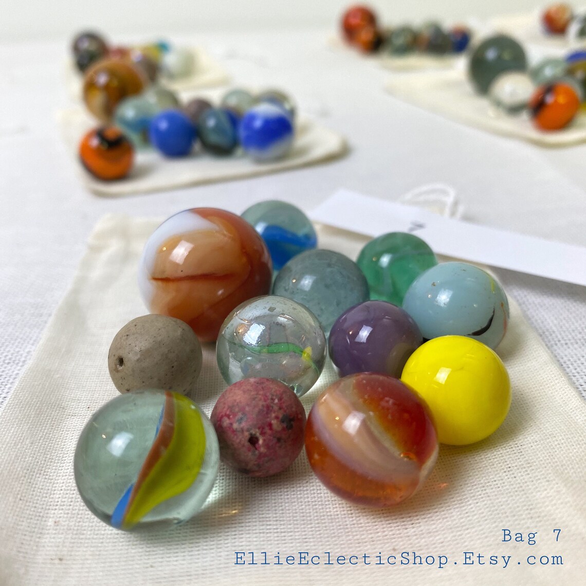 Vintage Marbles in Drawstring Bag Assorted Bag of Marbles Etsy