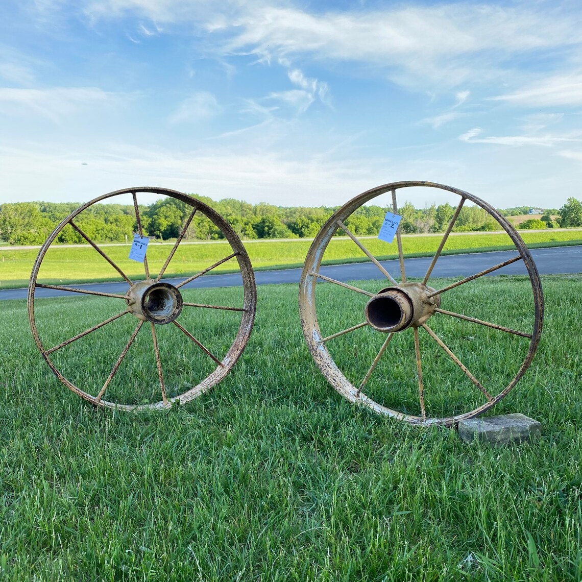 Extra Large Vintage Metal Wheels 30 Dia Antique Etsy