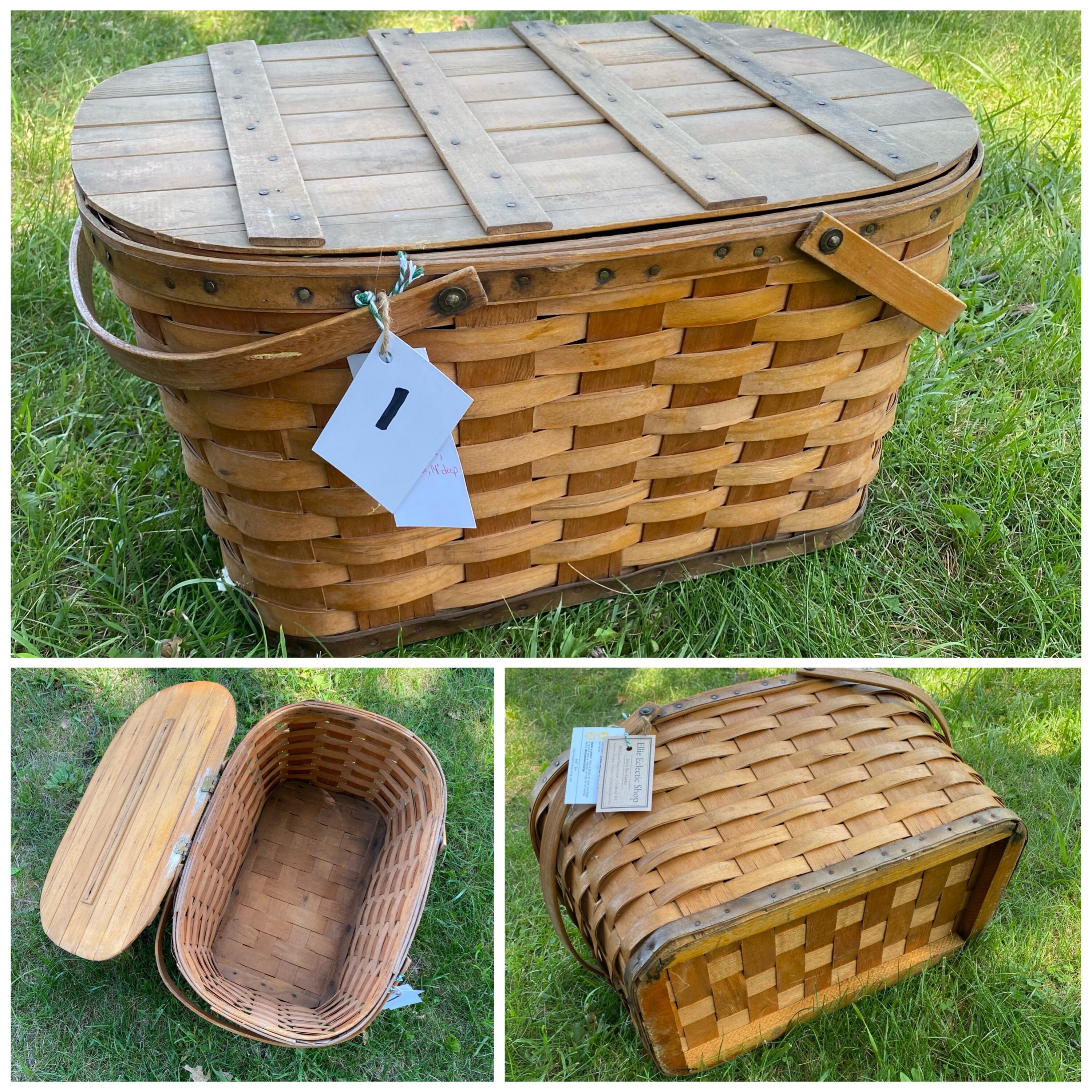 Vintage Woven Picnic Baskets Rustic Country Cottage Decor Etsy