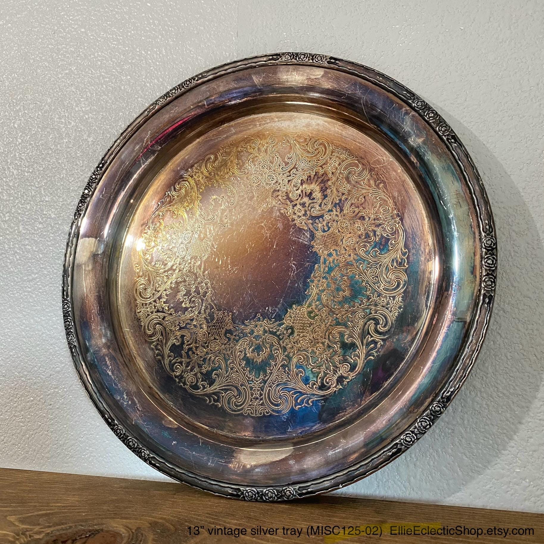 イギリス アンティーク Silver Tray Vintage Silver Platter: Camille International Etched Tray - Etsy