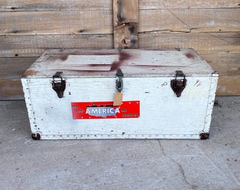 Vintage Military Footlocker: Rustic Wooden Storage Trunk, 1942
