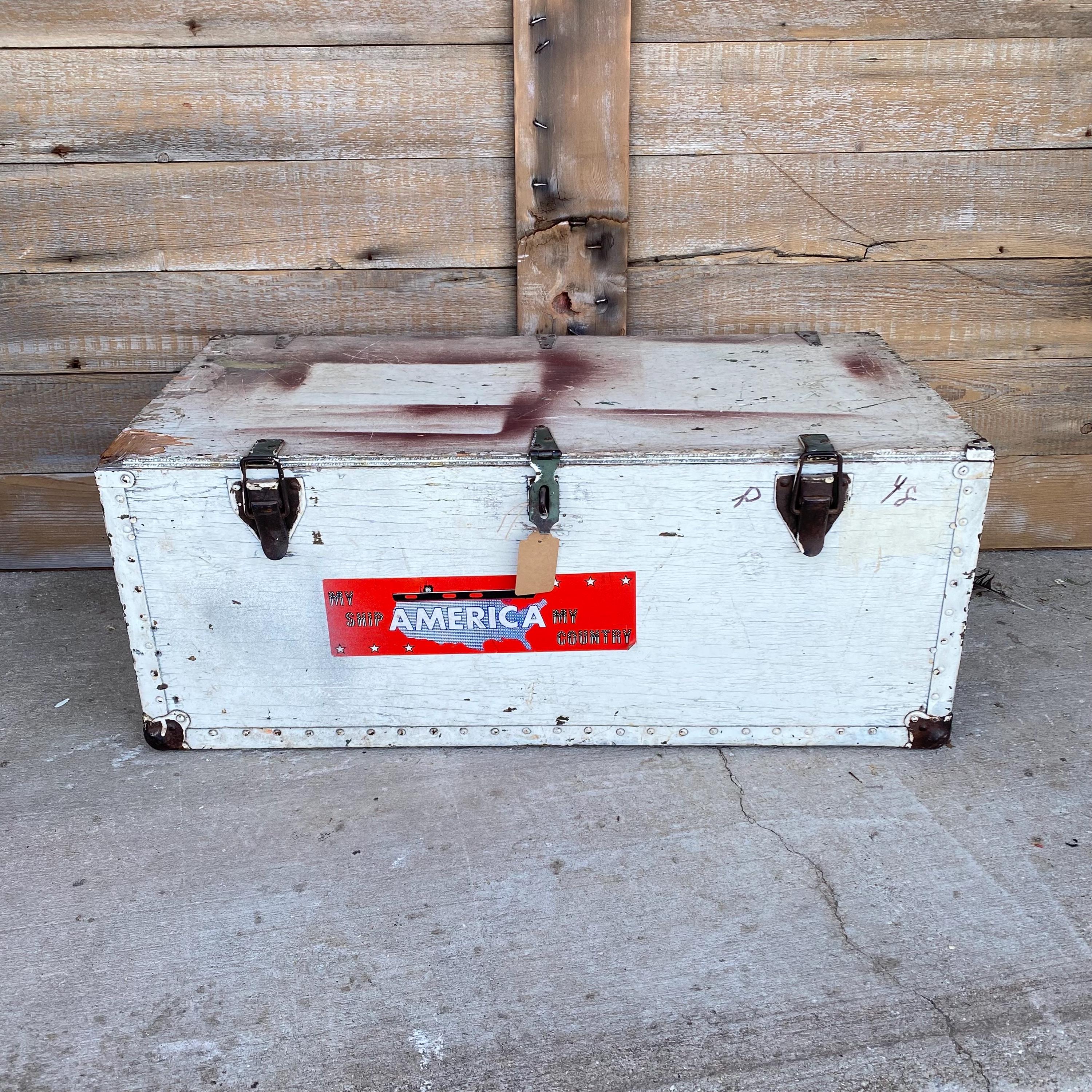 Vintage Military Footlocker: Rustic Wooden Storage Trunk, 1942 - Etsy