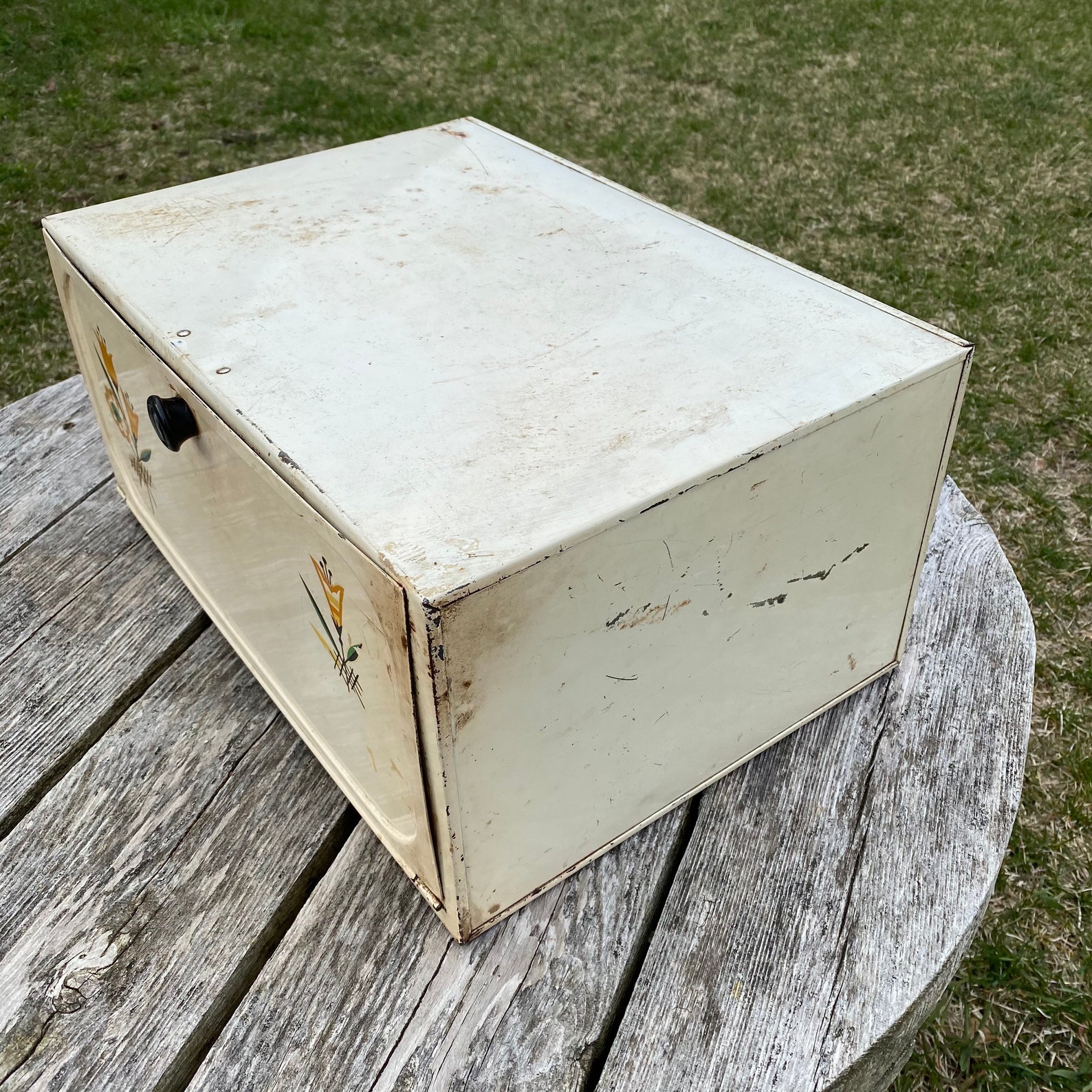 Retro White Metal Bread Box for Kitchen Counter Top farmhouse Etsy