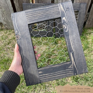 Frame with chicken wire farmhouse living room decor Nursery decor wall art Organizer board Wooden memo board Photo display image 8