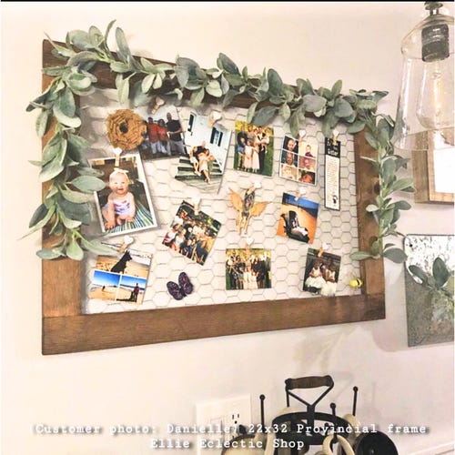 Farmhouse Chicken Wire Frame: Photo Display, Memo Board, Organizer
