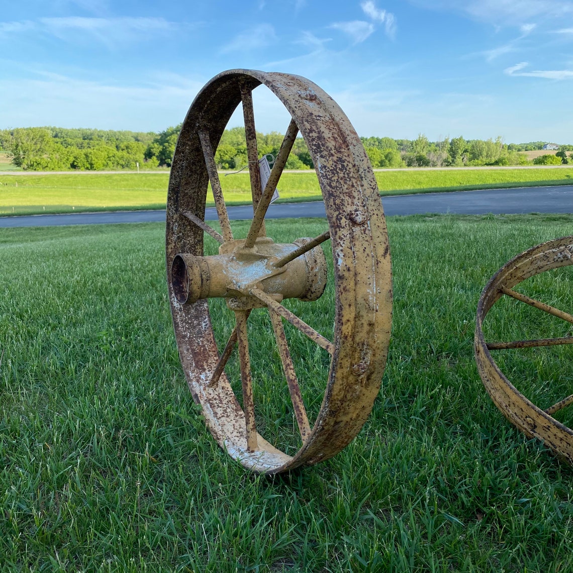 Extra Large Vintage Metal Wheels 30 Dia Antique Etsy