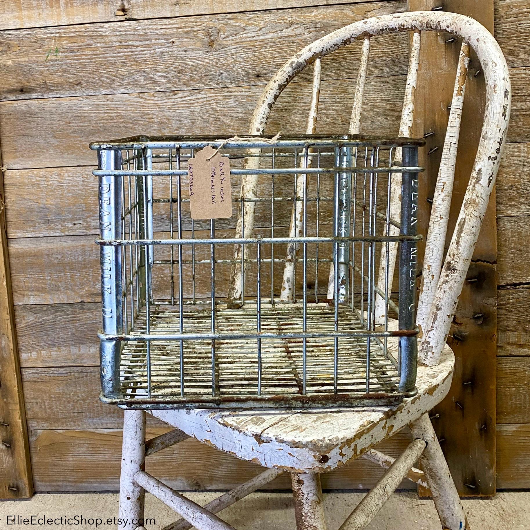 Vintage Dean Dairy Metal Milk Crate: Rustic Farmhouse Decor - Etsy
