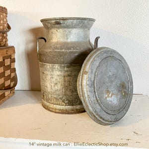 Vintage Silver Dairy Milk Jug: Rustic Farmhouse Decor Canister, 14&quot;