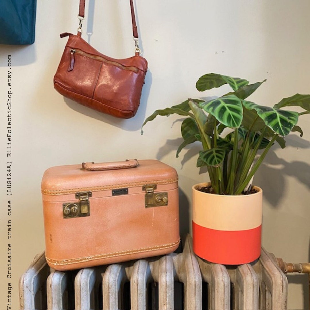 Vintage Pink Train Case Mid Century Cruisaire Makeup Case, Small