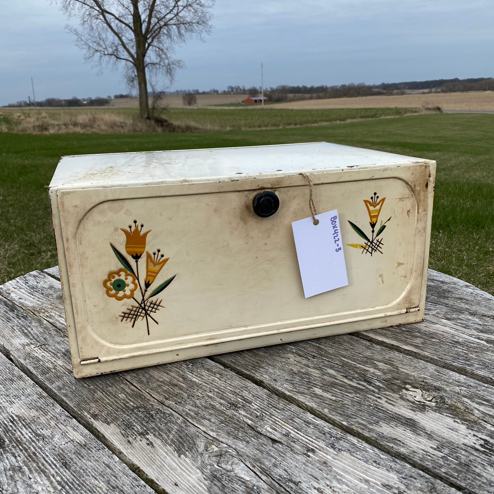 Retro White Metal Bread Box for Kitchen Counter Top farmhouse Etsy