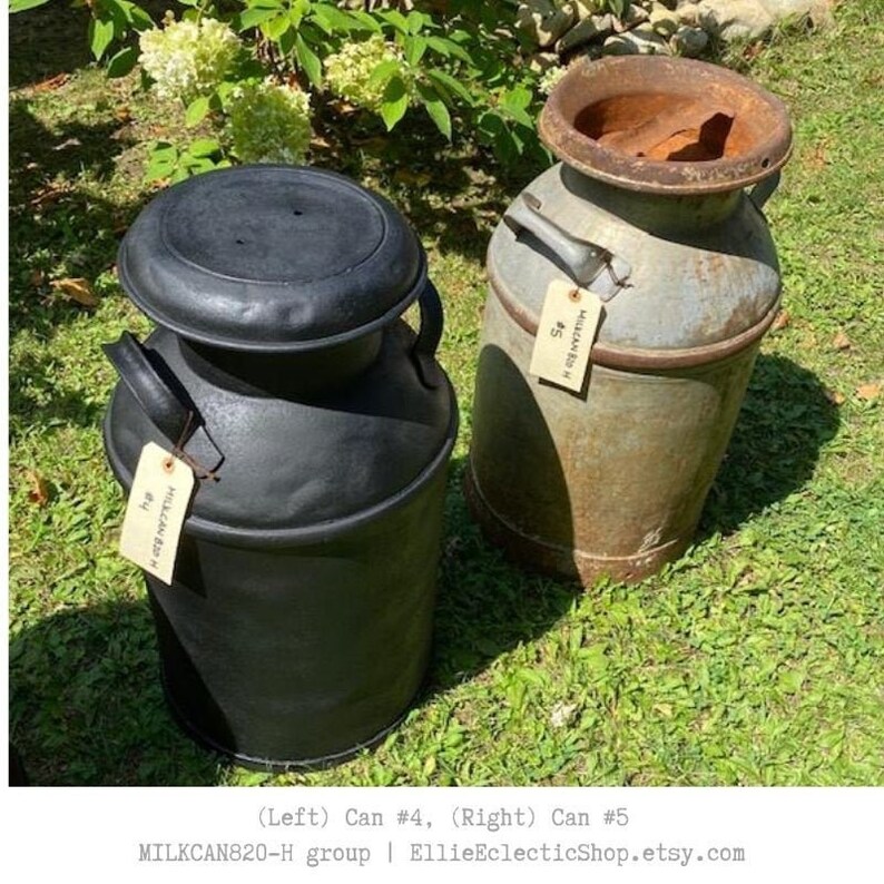 Old milk cans Fall front porch decor Large vintage metal Etsy