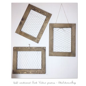 Frame with chicken wire farmhouse living room decor Nursery decor wall art Organizer board Wooden memo board Photo display image 9