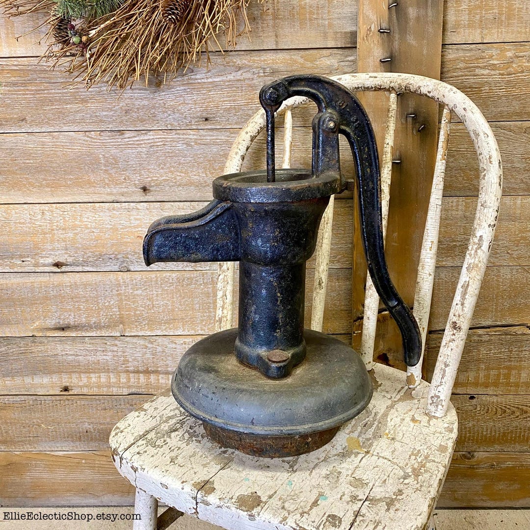 Large Vintage Hand Pump, Farmhouse Front Porch Antique, Cast Iron Water ...