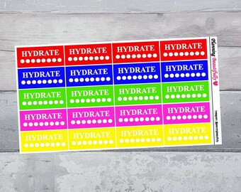 Hydrate Stickers, Hydrate Planner Stickers, Hydrate Tracker Stickers, Hydrate Tracker, Water Tracker Stickers, Exercise Stickers, Stickers