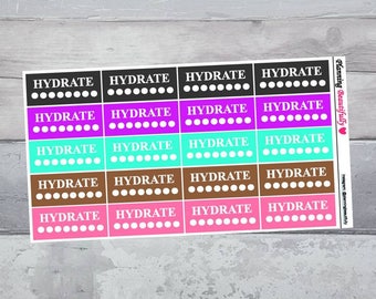 Hydrate Stickers, Hydrate Planner Stickers, Hydrate Tracker Stickers, Hydrate Tracker, Water Tracker Stickers, Exercise Stickers, Stickers