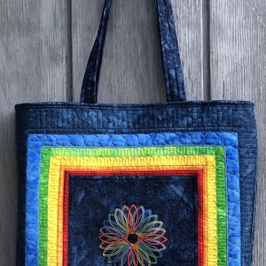 Rainbow Quilted Tote Bag