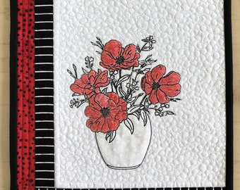 Vase of Poppies Art Quilt