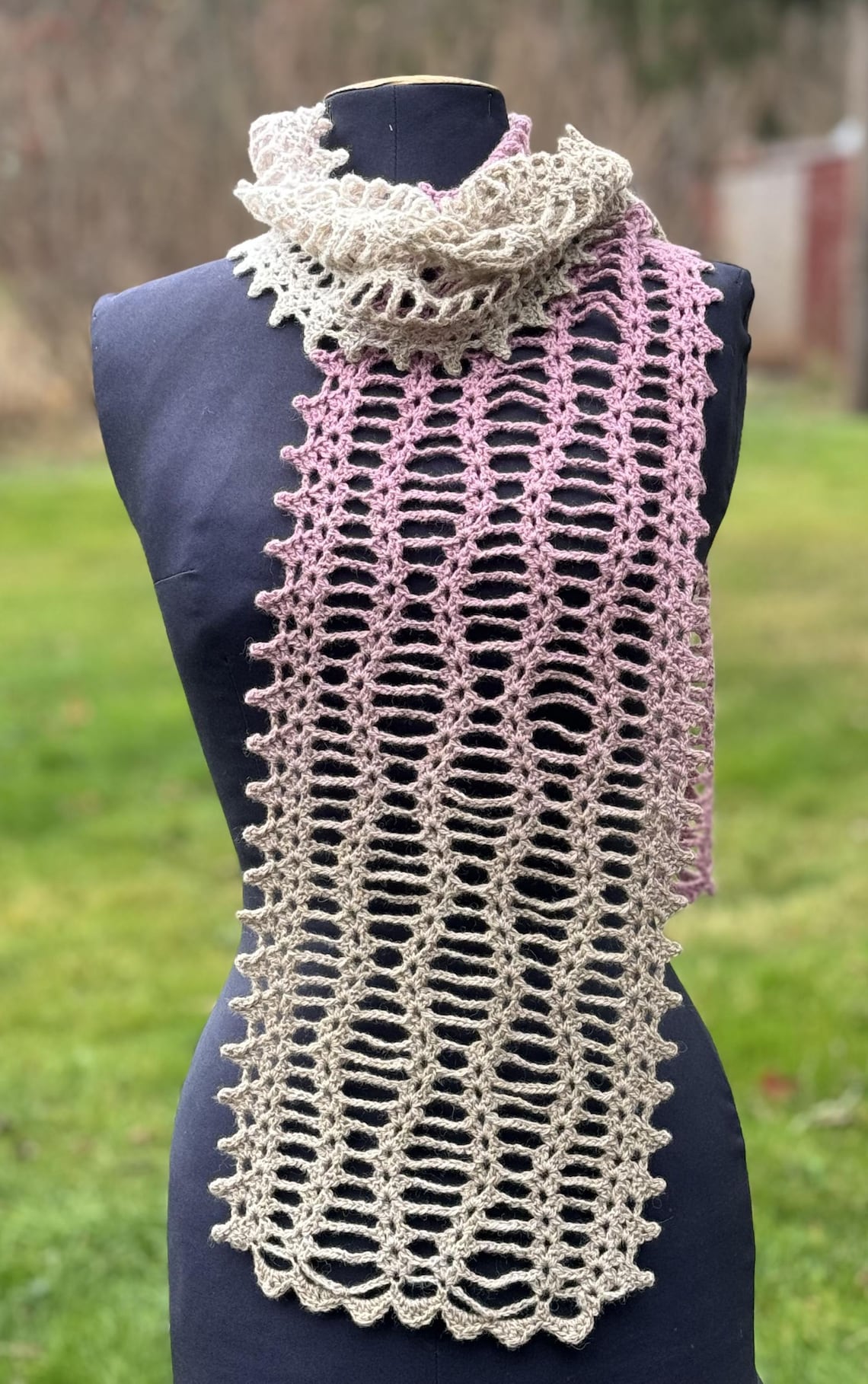 Chain and Shell Crochet Scarf - Etsy