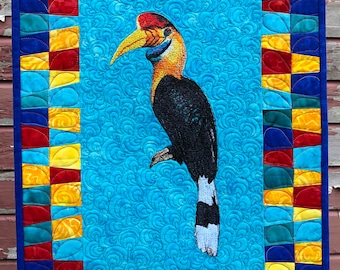 Gran colcha de pared de arte Hornbill