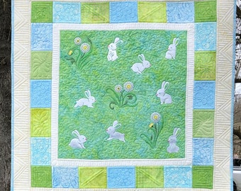 Bunny and Dandelion Art Wall Quilt