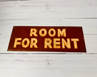 Vintage-Schild „Zimmer zu vermieten“ – Vintage-Metallschild – Vintage-Mietschild