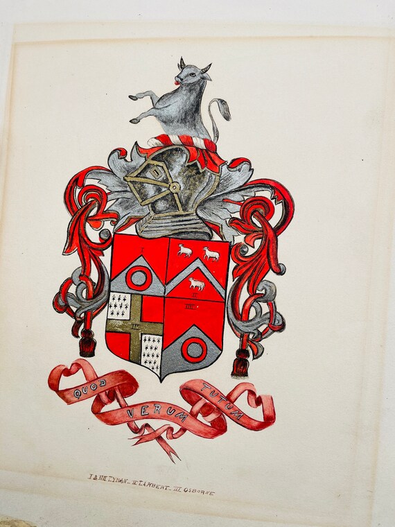 Vintage Hand Painted Coat of Arms--family Crest - Etsy