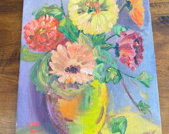 Vintage Flower Painting--Floral Painting--Original Painting With Flowers--Flower Painting--Flower Art
