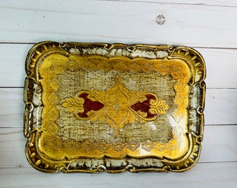 Vintage Italian Florentine Tray- Italian Gold Tray- Vanity Tray