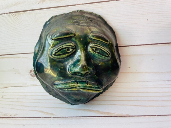 Studio Pottery Face Plaque--Head Wall Plaque