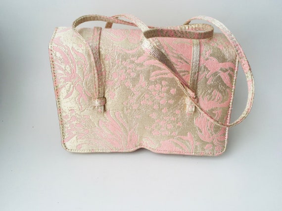 Vintage Pink & Gold Brocade Jill Stuart Handbag - image 1