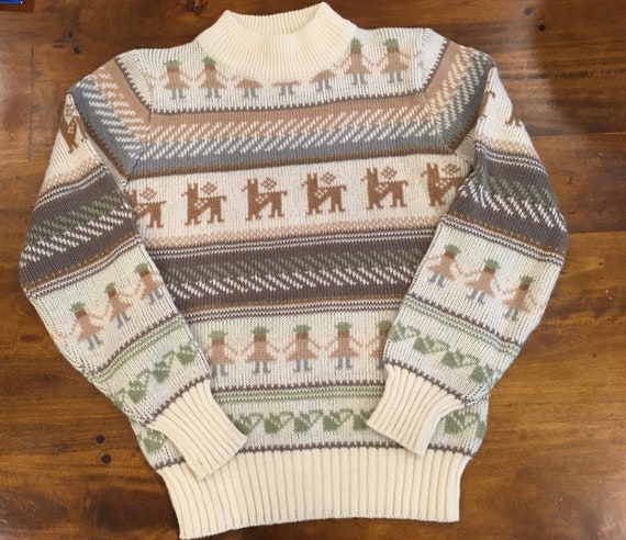 Vintage Women's JF Adams Sweater With Llamas