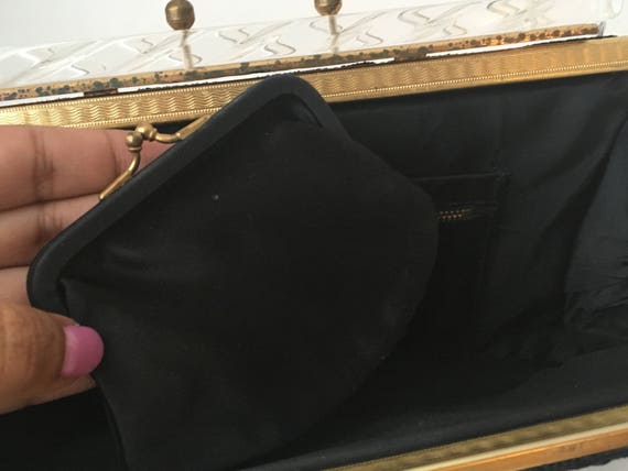 Vintage 1940s Black Corde Clutch - image 10