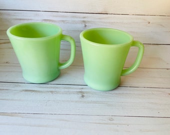 Pair of Fire King Jadeite D Handle Mugs