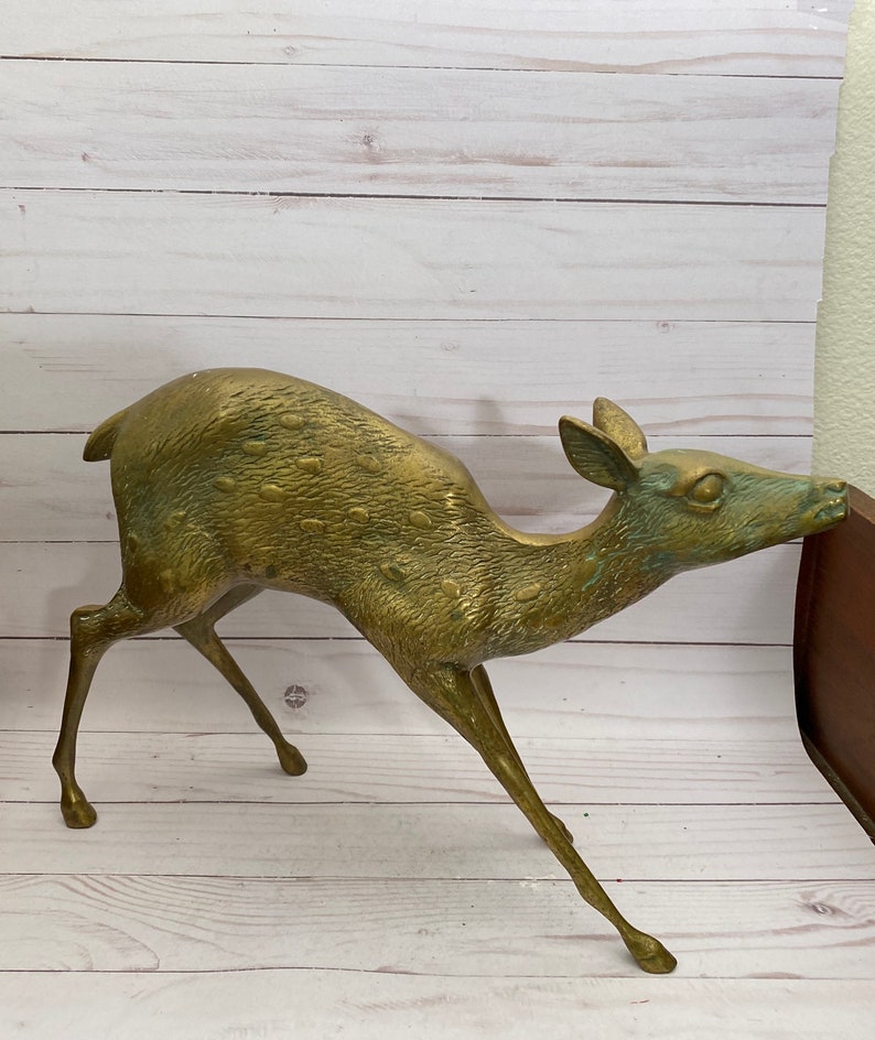 Large Brass Deer Brass Animal Etsy