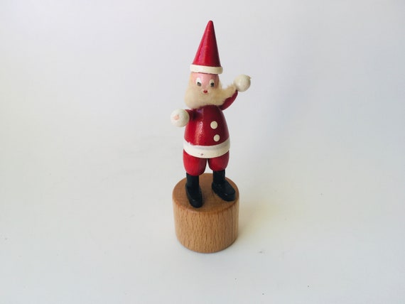Vintage Christmas Wooden Santa Toy Made 
