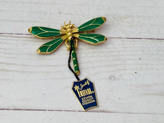 Trifari Alfred Philippe Enamel Dragonfly Brooch--