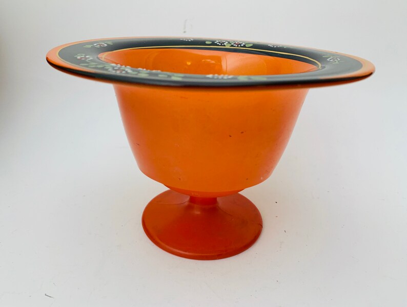 Vintage Orange Glass Pedestal Bowl - Etsy