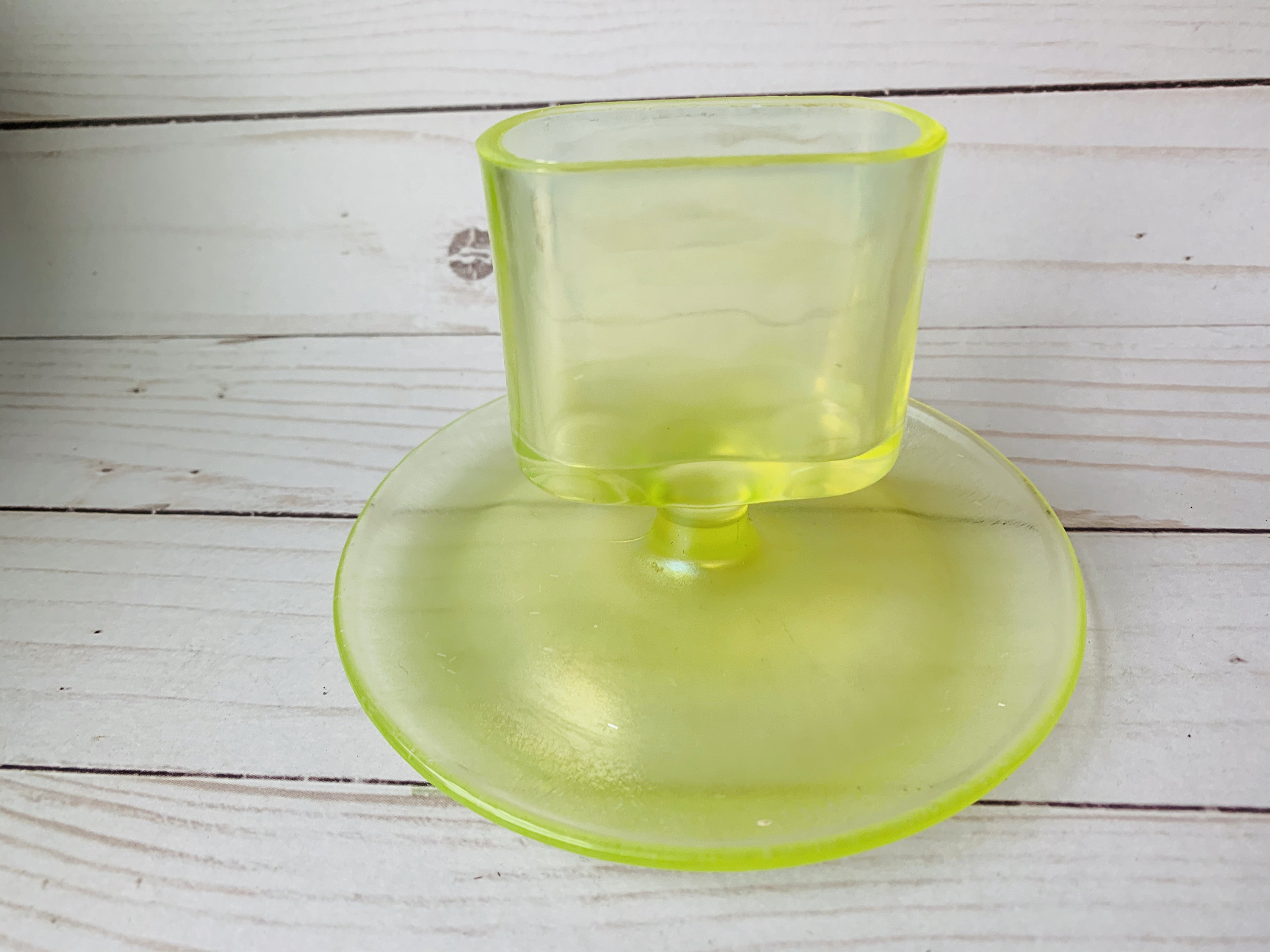 Vintage Yellow Glass Ashtray With Matchbox Holder Glam Etsy